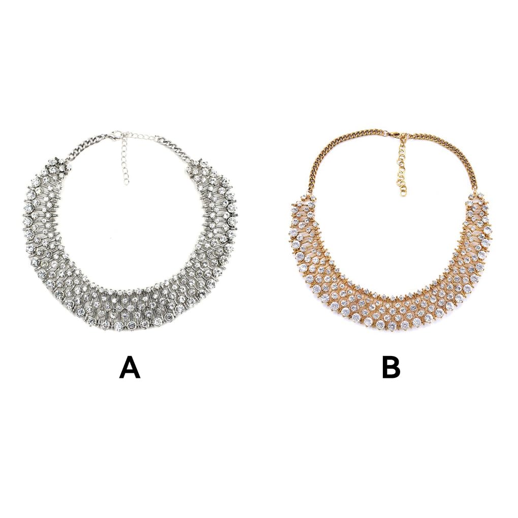 Damen-Halsband, Hochzeit, Kristall, dekoratives Halsband, Strass, Bankett, Halskette, modischer Halsschmuck, elegante Dekoration, goldfarben, 5er-Set