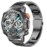 Blueshaweu Cinturino di ricambio in acciaio inox a sgancio rapido da 22 mm, per uomini e donne, compatibile con smartwatch militare AMOLED Lige ST19/ESFOE, Foxbox, Feelever ST19 da 1,4 pollici