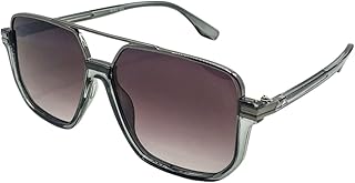 نظارة شمسية كلاسيكية مربعة الشكل بتصميم كلاسيكي للجنسين واقية من الاشعة فوق البنفسيجة UV400 (رمادي عدسه اسود)