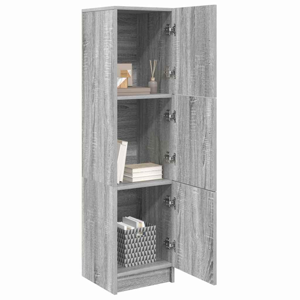Madera elaborada Moderno Alto Gris 31 5 x 32 x 122 5 cm | Aparador Alto Gris Sonoma 31.5 x 32 x 122.5 cm Armario de Almacenamiento con 3 Puertas para Salon Comedor y Estudio, Moderno