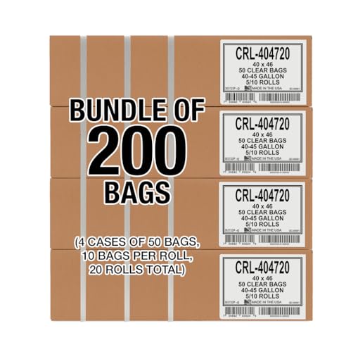Image of Aluf Plastics 45 Gallon 2.0 MIL Clear Garbage Bags - 40 inch x 46 inch - Pack of 200 - For Contractor, Industrial, Healthcare, & Municipal