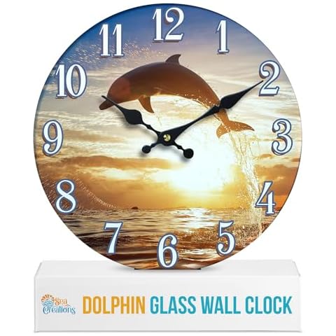 13" Glass Dolphin Sunset Clock Cover