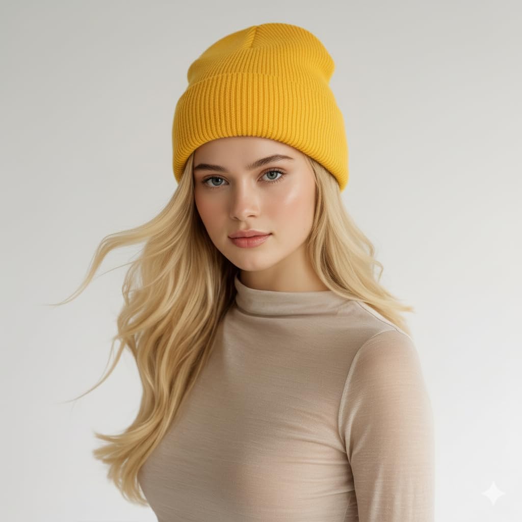 Custom Embroidered Beanie Men Women Unisex Plain Cuffed Knit Skull Cap Hat