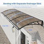 Awning for Door Entrance 32×40 InchesAwnings for Doors with Separate DrainageFront Door Awning ExteriorPolycarbonate UV Rain and Snow Protection for PorchPatioWindowDeck
