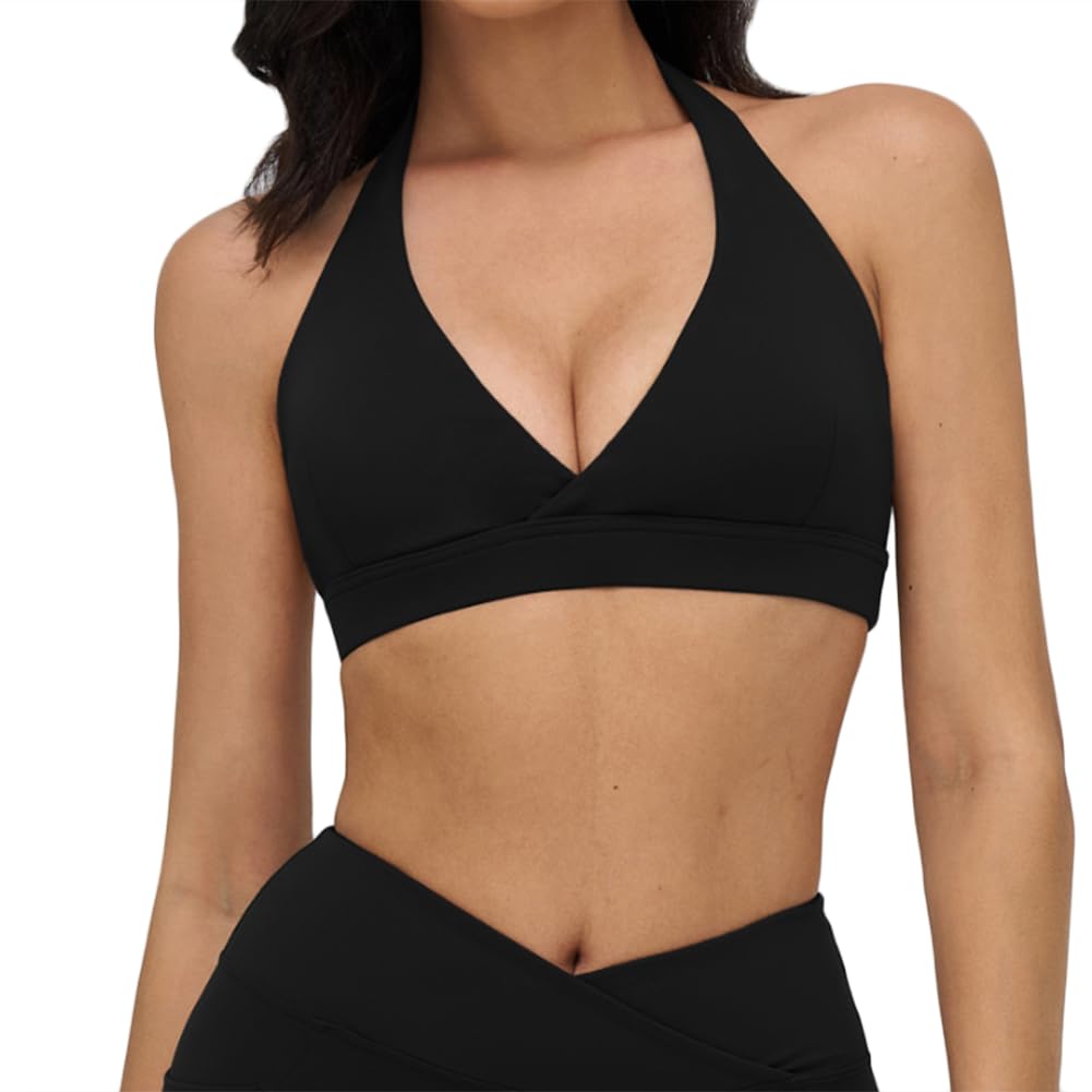 Camiseta tirantes transpirable alto soporte y sujetador halter sin costuras