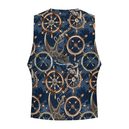 Ship Helm And Anchors-Theme Novelty Men's Suit Vest Casual Formal Dress Vests Business Waistcoat4