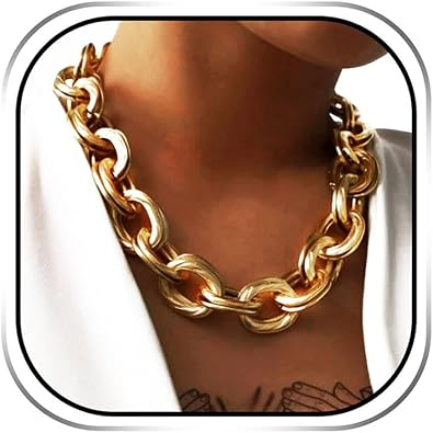 JAKAWIN Chunky Gold Choker Necklace Cuban Link Large Chain Necklaces for Women