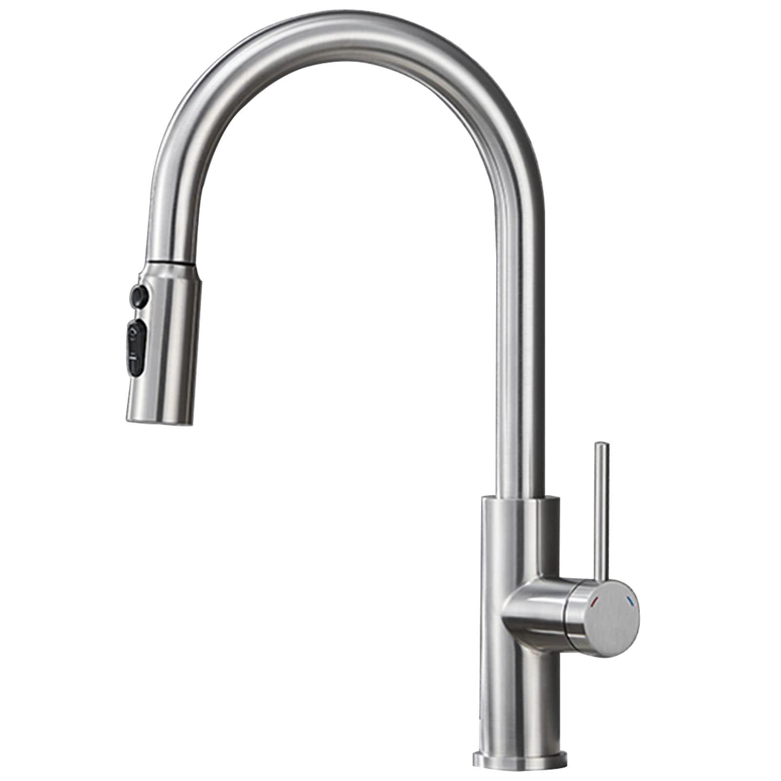 ZYCHSJXA Kitchen Bath Taps Pull Down Faucet Commercial High Arc Stainless Steel Sink Faucets with Out Sprayer, Modern Single Handle Swivel Mixer, Three Water Mode,Brushed Silver
