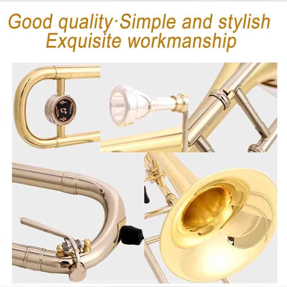 Classic Trombón alto para principiantes,en tonalidad de mi bemol y si bemol, instrumento de metal lacado,trombón alto en mi bemol,Incluye estuche, boquilla, guantes y paño de limpieza