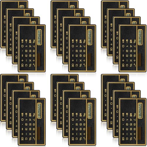 Weewooday 24 Pcs 8 Digits Thin Calculator Slim Credit Card Design Solar Power Pocket Portable Mini Calculator for Home Business School Basic Office