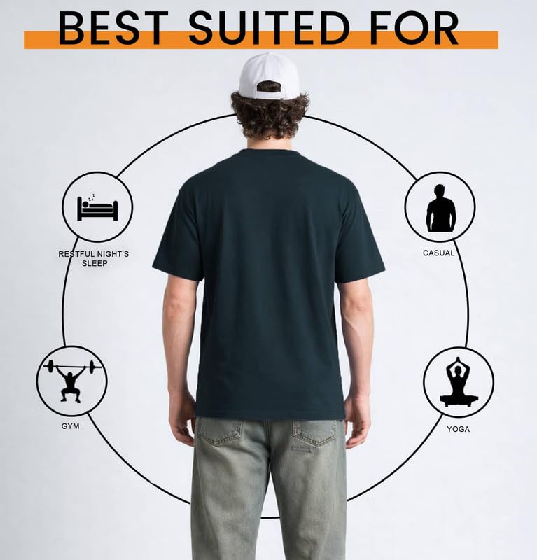 Image of Sleepynuts Men's Regular Fit Round-Neck Half Sleeves Solid Casual Wear T-Shirt (Deap Sea Blue -5XL)