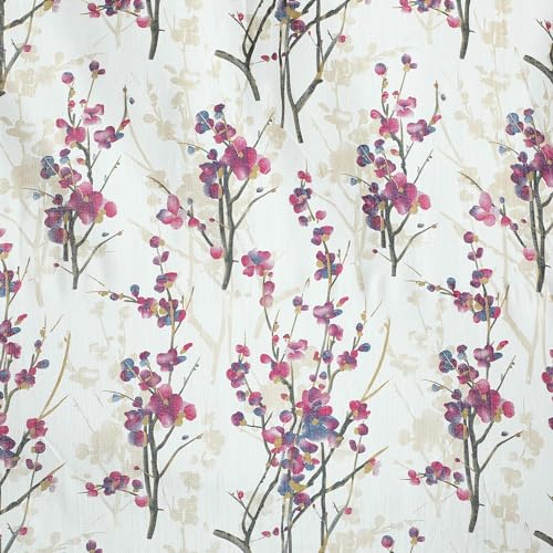 Image of Polyester Floral Print Light Filtering Long Door Curtain for Bedroom Living Room, 9 feet Long, Wine, Set of 1