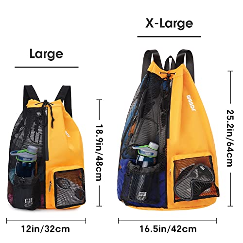 Wandf Swim Bag Mesh Drawstring Backpack With Wet Pocket Beach Backpack For Swimming, Gym, And Workout Gear(Xl-Orange) #TOP1