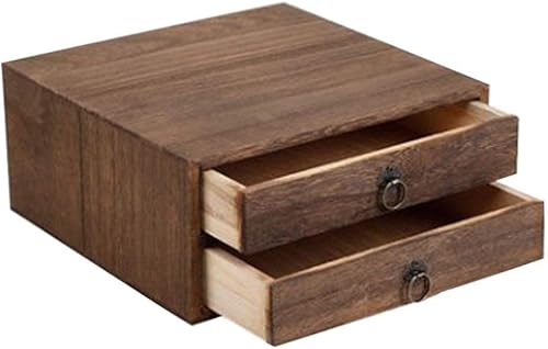 Cabilock - Caja de almacenamiento de té de madera rústica para cocina, encimera, joyero, armario de dos capas