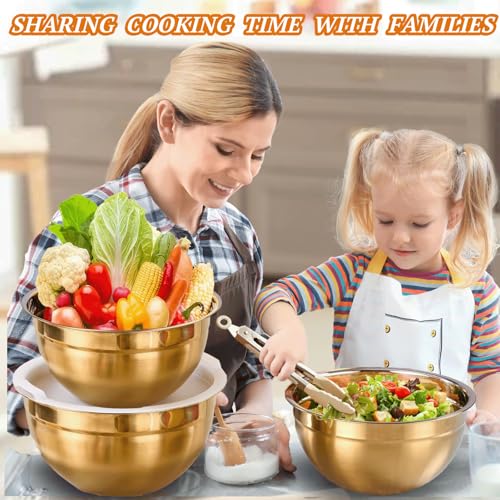 Set de 7 tazones dorados para mezclar con accesorios de cocina miniatura 7