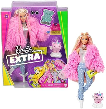 Mattel - Barbie Extra Doll, Fluffy Pink Jacket