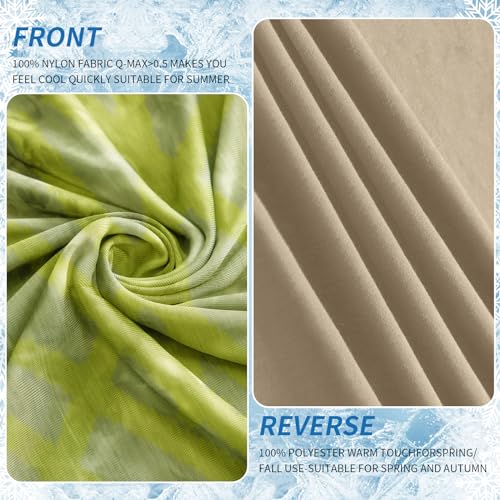 Image of Guohaoi Cooling Throw Blanket for Hot Sleepers, Queen Size 90''x90'' Lightweight Breathable Summer Bed Blanket for Couch, Arc-Chill Q-Max >0.5 Cool Fiber,Lightweight Tie Dye Blanket Light Green