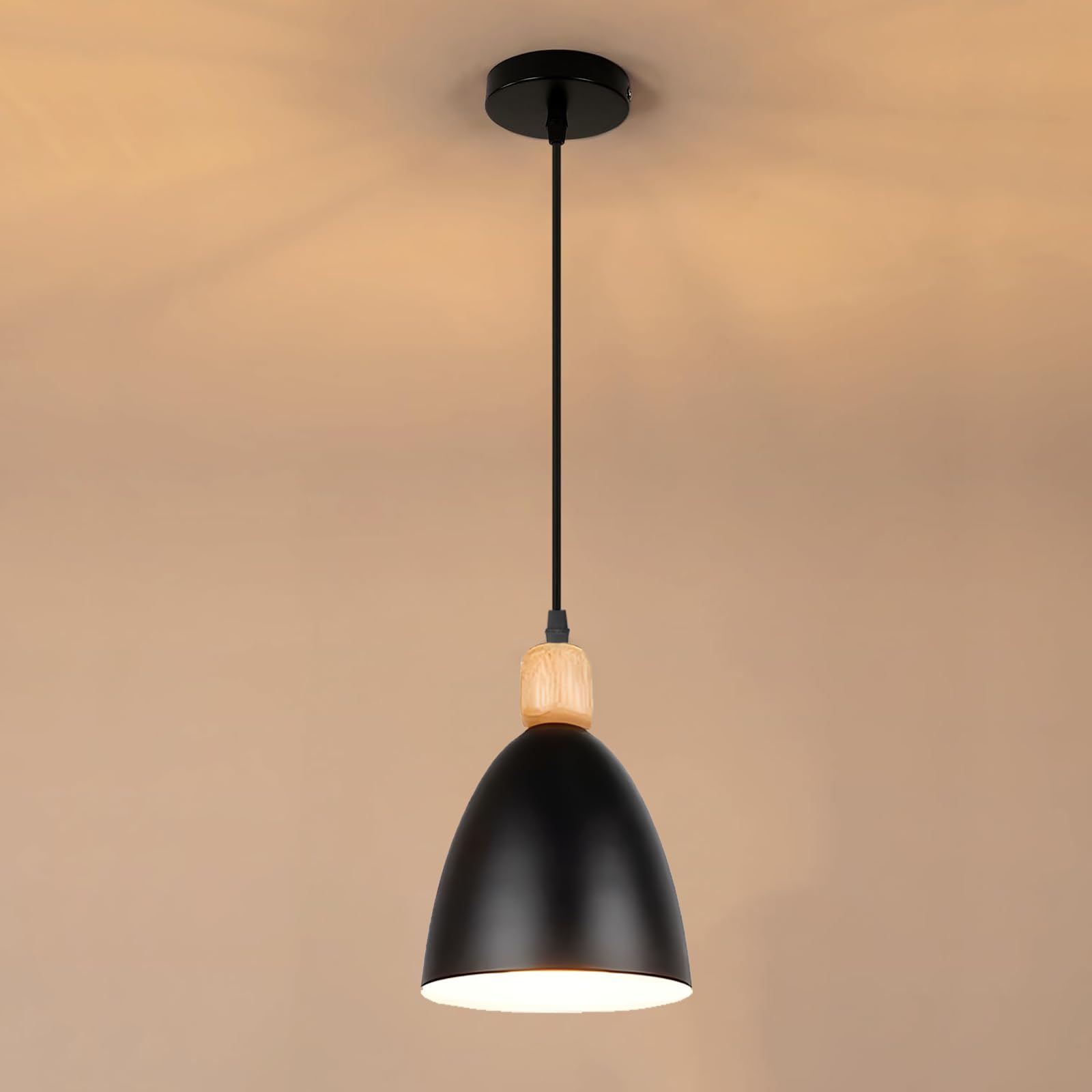 ZTWLEED Lampara Colgante Negro - E27 Lampara Colgante Techo 105 cm Ajustable Lampara Colgante isla Cocina para Comedor Sala de Estar Sala de Estudio,Diámetro del chasis：10CM（Sin Bombilla）