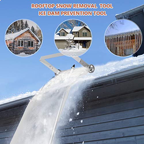 LIAMST Roof Snow Removal Tool,Snow Roof Rake, Roof Rake for Snow Removal,Extended Range up to 20 FT,Suitable for Single-Story and Small Wooden Houses, Made of Aluminum and Stainless Steel