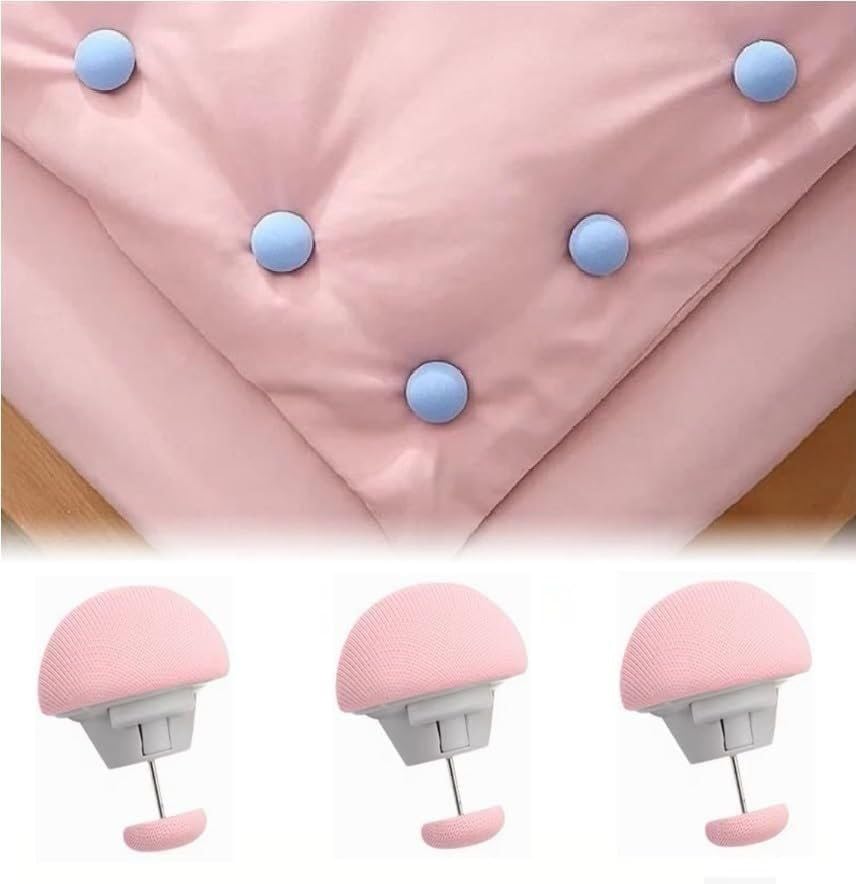 Duvet Clips Mushroom Cover Pins Cotton Quilt Fixer Duvet Fasteners Grippers Anti-Movement Bed Quilt Clamps Sheet Quilt Holder Clips for Socks Curtains Quilt Cove (Pack of 6)-image-24