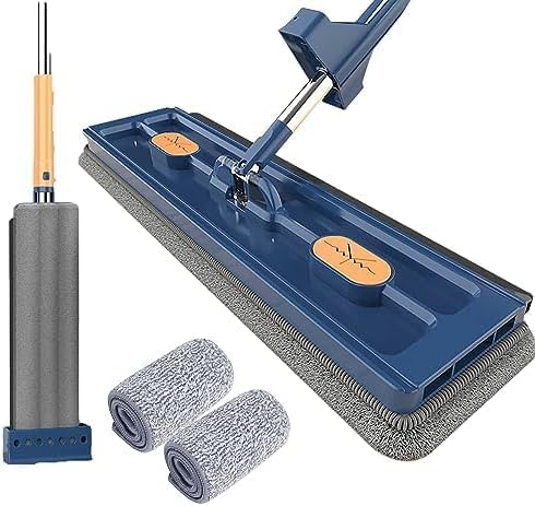 Trapeador plano grande de 16.5 x 54 pulgadas, trapeador de limpieza ajustable giratorio de 360, mopa de microfibra para limpieza de suelos, mopa de