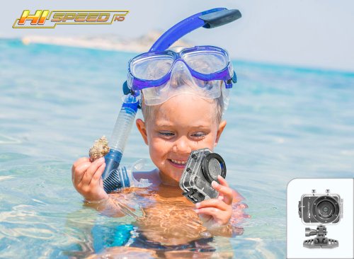 Image of Hi Speed Sports Action Camera - HD 1080P Mini Camcorder w / 12 MP Cam, 2.4 inch Touch Screen USB SD Card HDMI, Battery - Waterproof Case, USB cable, Wireless Remote Control, Mount - Pyle PSCHD60BK (Black)