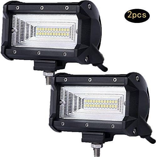 Xinled 2pcs 5inch 72W 2-Row Work Light Bar 6002K Flood or Spot Lamp Marine LED Lighting for Jeeps Off-Road SUV Boats car Accessaries-, high-Strength LED Lamps,Strong Resistance