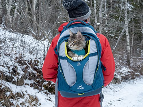 Kurgo G-Train Hundetransportrucksack - Bequeme Reisetasche für Hunde bis zu 11 kg - Wasserdichter Boden - Rucksack mit Mehreren Fächern - Wanderzubehör, Robuster Abenteuerrucksack - Tintenblau