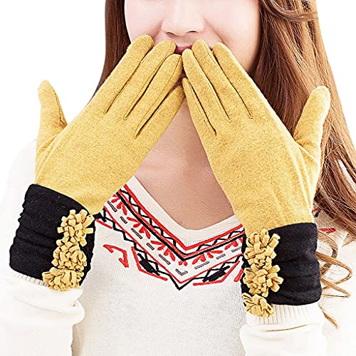 Eodnsofn Unisex Women Men Touch Screen Winter Wrist Gloves Warm Mittens Solid Color Cotton Warmer Smartphones Driving Glove Female (Color : A) #TOP1