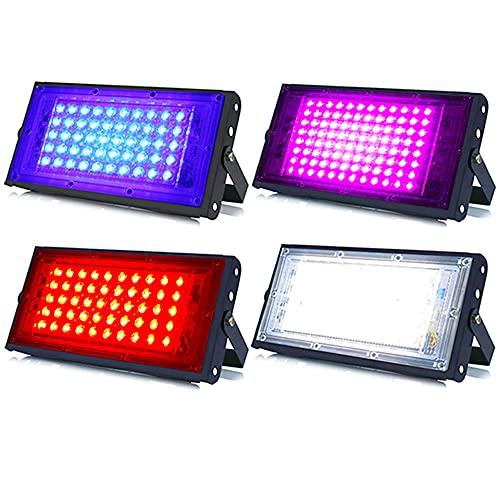 Image of MLD BL2503 30w Led Flood Lights IP66 Waterproof Indoor Outdoor Led Brick Focus Street Light Multi Color Combo Set | Blue, Pink, White, Red | Pack of 4