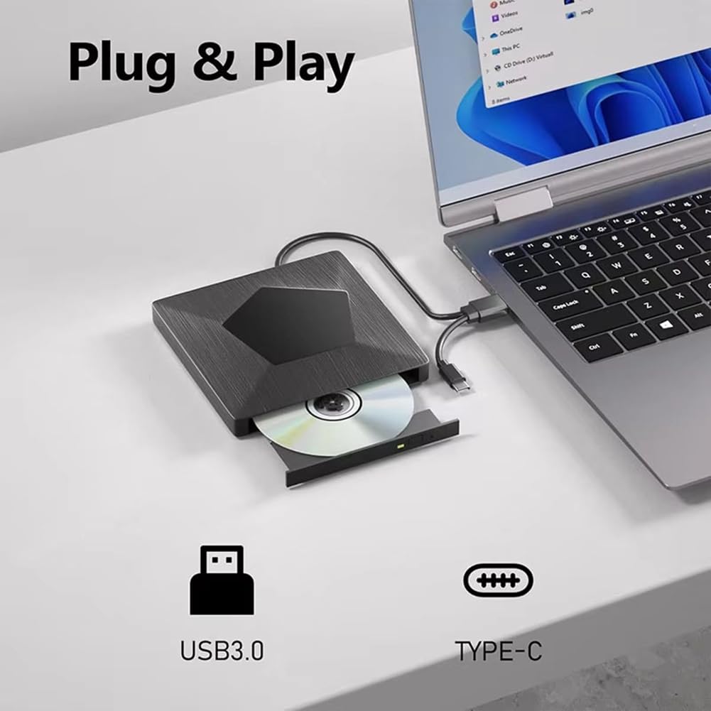 unità Esterna per Lettore di BD/CD/Dvd, Masterizzatore Bluray 3D Portatile Ottico per PC e Laptop.