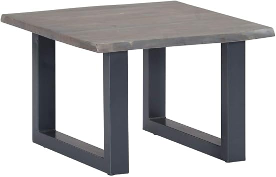 Coffee Table with Live Edges Gray 23.6"x23.6"x15.7", End Tables, Living Table, Center Tables for Living Room, Living Room Furniture for Office, Lounge, Cafe, Study, Bedroom