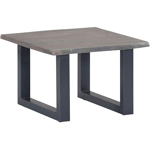 Coffee Table with Live Edges Gray 23.6"x23.6"x15.7", End Tables, Living Table, Center Tables for Living Room, Living Room Furniture for Office, Lounge, Cafe, Study, Bedroom