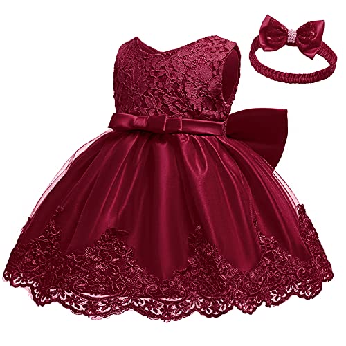 0-6T Baby Girl Party Dress Toddler Lace Embroideryr Evening Dresses with Headwear2