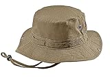 Mega Cap Wholesale Washed Cotton Fishing Hunting Hiking Outdoor Bucket Hat w/Chin Cord (Khaki, Size M) - 21914