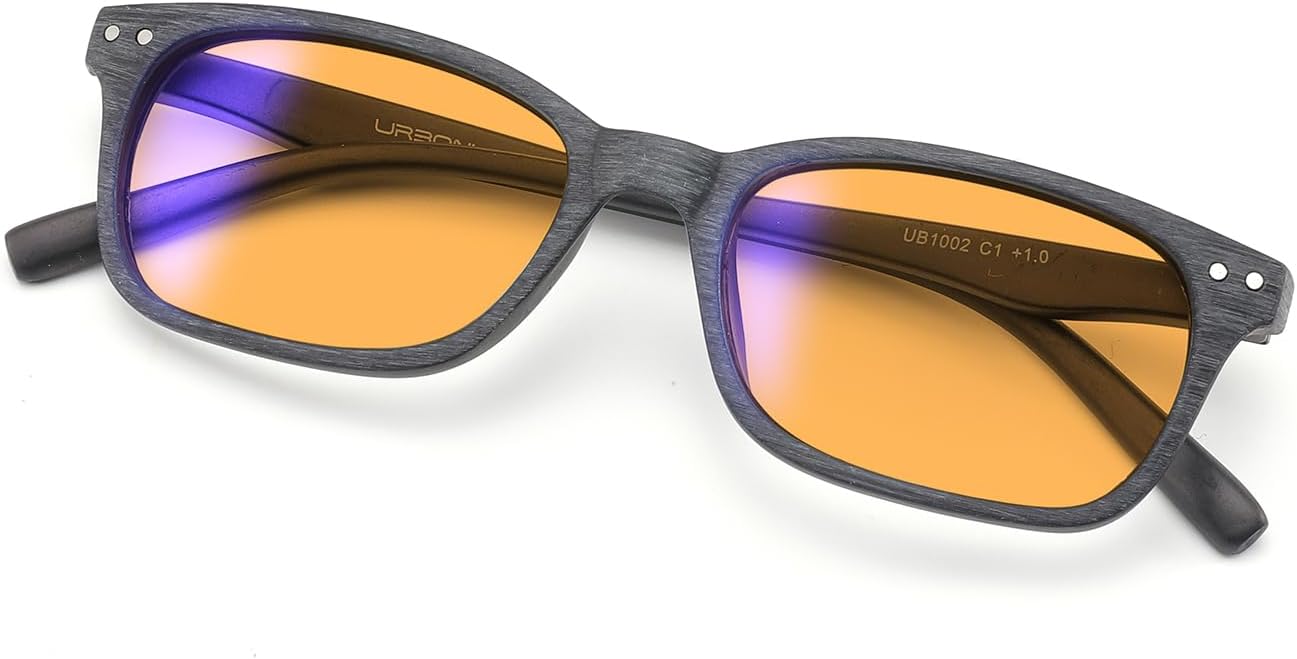 Blue Light Blocking Reading Glasses - For Better Sleep, Reduce Eye Strain for Women + Men, With Wooden Finishes Black 2.5 x
