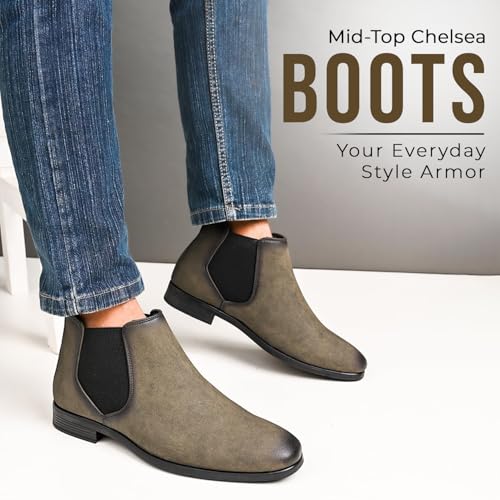 Image of STANPHORD Men Glossy Chelsea Ankle Boots | PU Slip-On Block Heel | Casual Party Office Outdoor Wear (TPSG 9536)