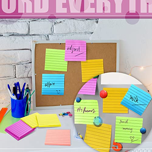 Gersoniel 24 Pack Pop Up Sticky Notes 3 x 3 Refills 1200 Sheets Colored Sticky Notes Self Adhesive Memo Pads for Home Office Supplies (Bright Color,Line)