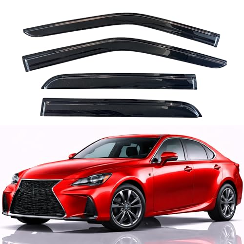 Image of KPY Rain Guards Fit for 2014-2020 Lexus IS200t IS250 IS300 IS300h IS350 IS350F, Out-Channel Window Visors Vent Wind Deflectors 4PC, Car Accessories for 14-20 Lexus is Series