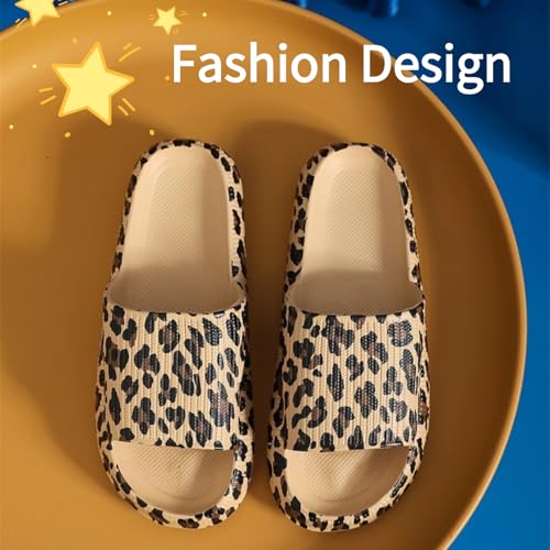 Product Title: Women's Cloud Pillow Slides Thick Sole Open-Toe Sandals Leopard Non-Slip Slippers for Indoor & Outdoor2
