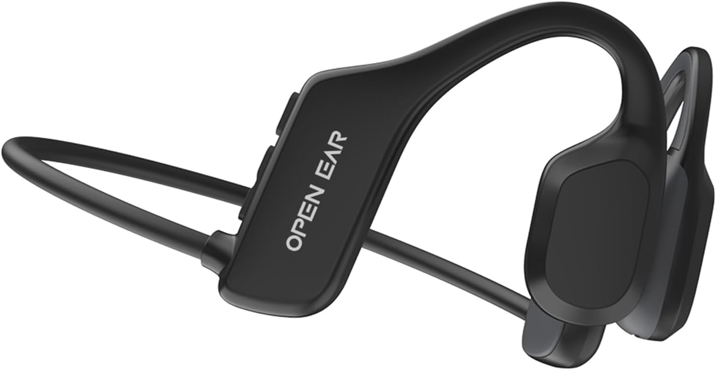 Bone Conduction Headphones,Open Ear Headphones Wireless Bluetooth,Waterproof & Sweatproof Sport Headphones,Bone Conduction Earbuds with Mic,Headphones for Running Cycling Climbing (Black)