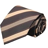 WITZROYS Men's Classic Brown and Gold Stripe Jacquard Woven Necktie Wedding Dress Suit Neck tie Regular size + Gift box