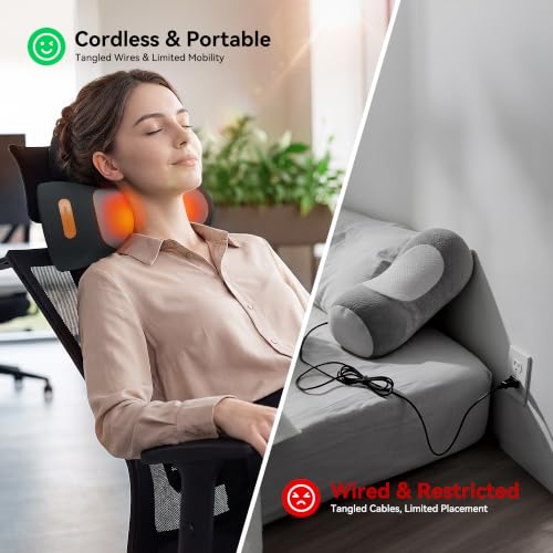 3 in-1 Cordless Neck Massager Pillow with Heat, Vibration & Traction