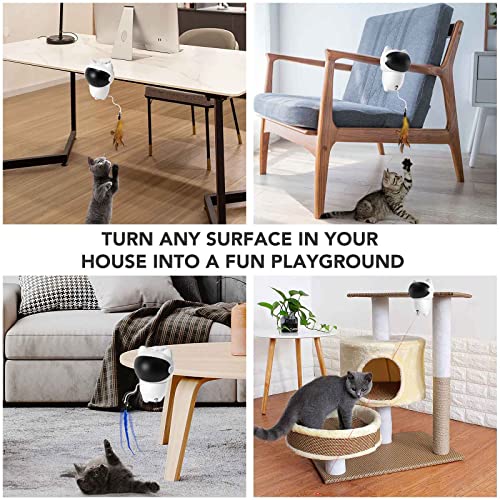 Interactive Cat Laser Toy—2 In 1 Laser And Feather Kitten Toys— Automatic Cat Light Toys For Indoor Cats Hunting Exercise—Robot Mouse Cat Toys For Indoor Pet/Dogs/Kitten—Can Be Installed On Cat Tree #TOP1
