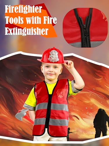 Set disfraz de bombero para niños 11 piezas miniatura 4