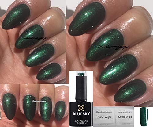 Bluesky Nail Gel Polish GREEN Pretty Poison Dark Green Shimmer UV LED Soak Off 10ml (Requires Drying Under UV/LED Lamp)
