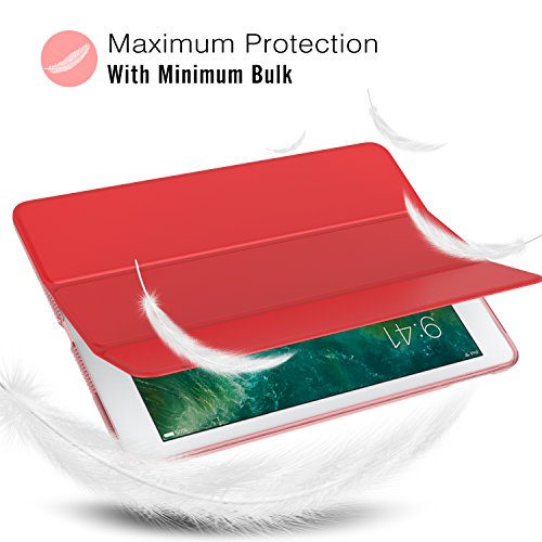 Moko Case Fit 2018/2017 Ipad 9.7 6Th/5Th Generation - Slim Lightweight Smart Shell Stand Cover With Translucent Frosted Back Protector Fit Ipad 9.7 Inch 2018/2017, Red(Auto Wake/Sleep) #TOP7