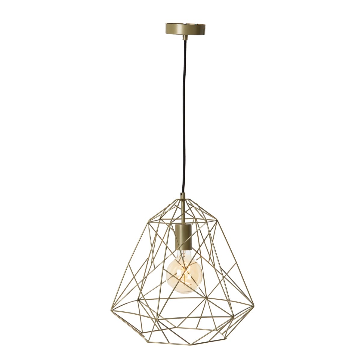 Qazqa Pendelleuchte Carcass – Industrielles Design, Gold/messingfarben, Dimmbar, Ø 35 Cm, Höhe 72,5-160 Cm – Für E27 Birnen