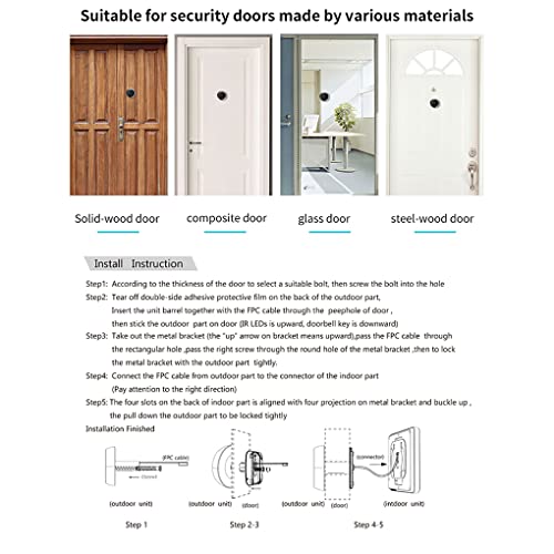 Widealiff Campainhas eletrônicas com tela LCD de 3,0 polegadas Visualizador de porta digital de 120