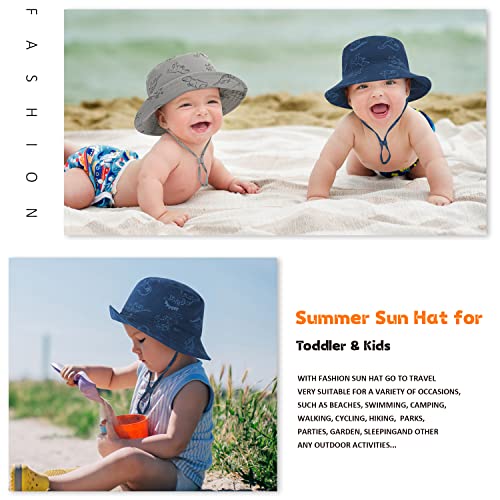 Baby Boy Sun Hat, Summer Beach Upf 50+ Sun Protection Hats, Toddler Kids Wide Brim Sun Hats Cap（6-12 Months Navy #TOP6